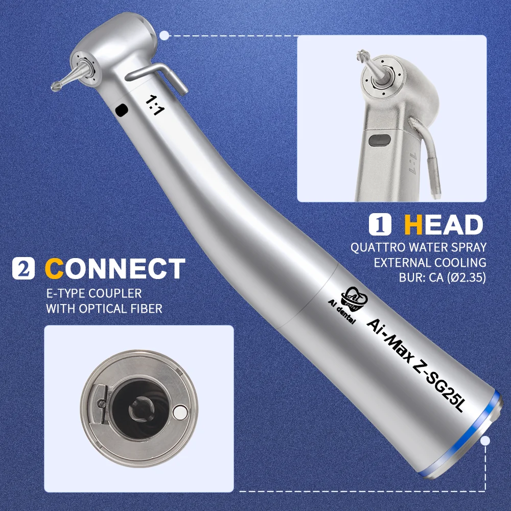 Dental Electric Contra Angle Stainless Steel Series Handpiece Optic Fiber For E-type Surgery Micromotor