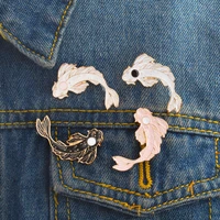 lucky fish enamel pin white pink black brooches gift denim jeans clothes cap bag pin badge button lapel pin gift for kids