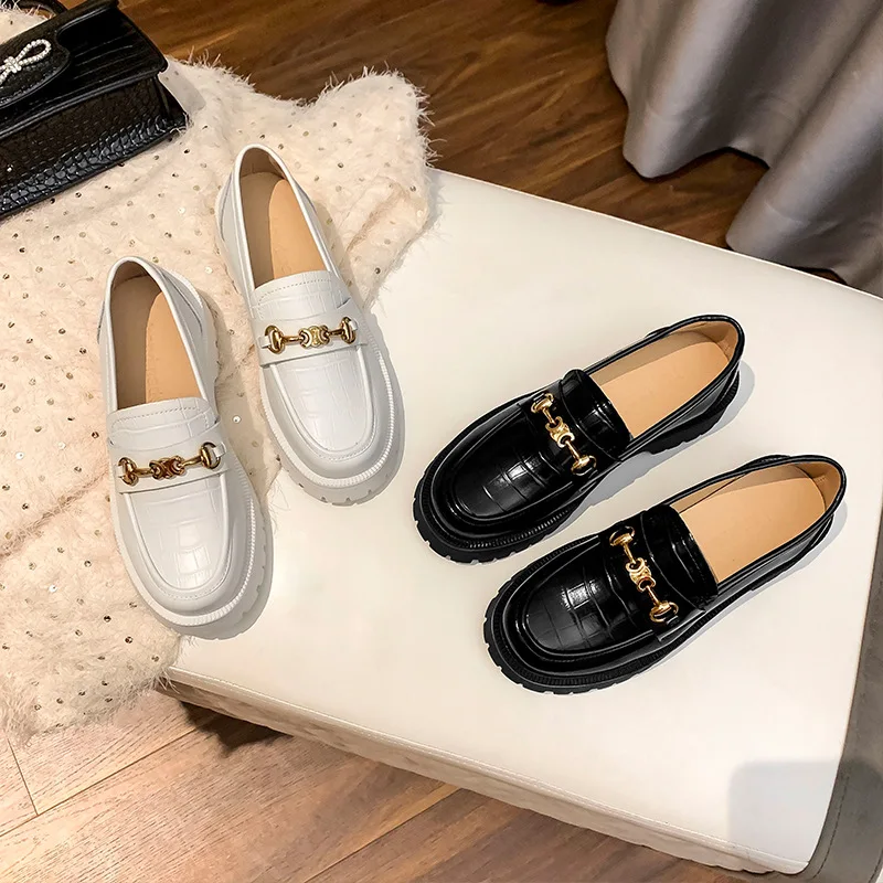 

Повседневные Лоферы CICIYAN из натуральной кожи, Студенческая обувь для девочек, новинка весны 2022, женская обувь из воловьей кожи в британском ...