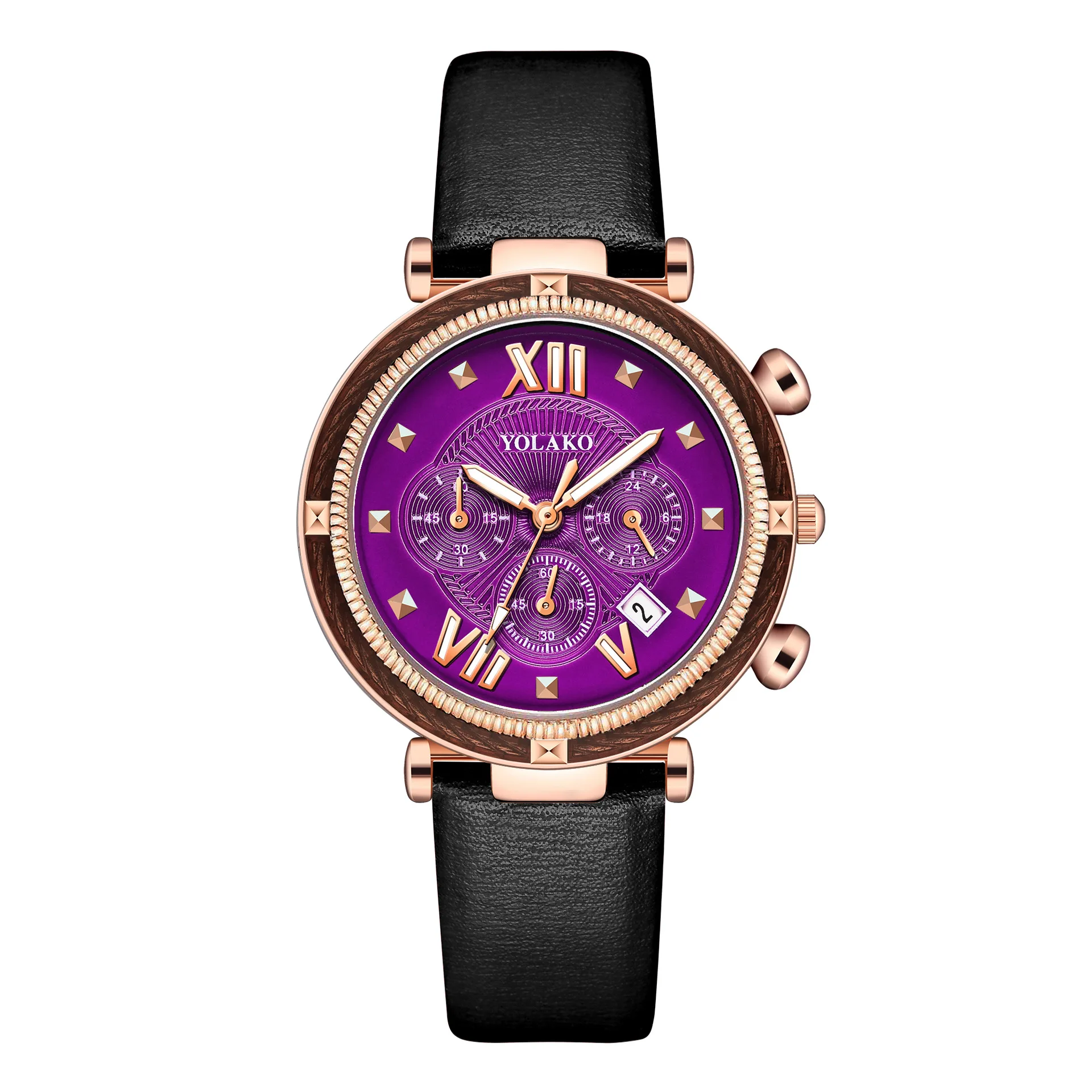 

Nice PopFemale Student With Calendar Fresh Girl Fashion Trend Style skin-on Leather Strap Ladies Face Value Quartz Watch