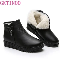 gktinoo 2021 women snow boots winter flat heels ankle boots women warm platform shoes leather thick fur booties