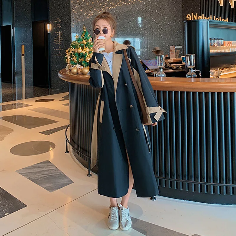 

Women's Windbreaker Spring Autumn Korean Long Black Loose Design Sense New Cloak High Quality Jacket Fashion Trench Coat Female