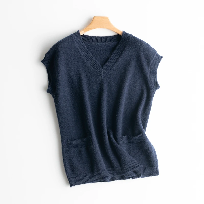 Autumn and winter new fashion cashmere vest women's V-neck jacket |