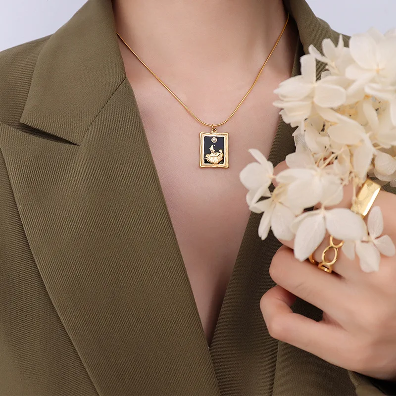 

Square Pendant Imitation Pearl Layered Chain Necklace For Women Necklaces 2021 Trend Elegant Wedding Jewelry