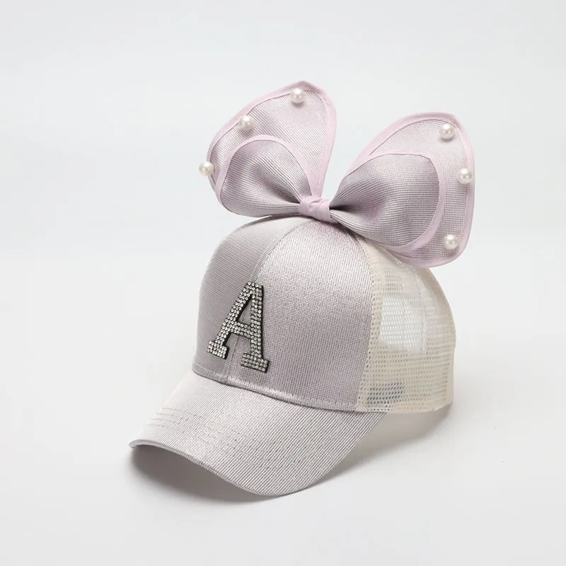 Детская кепка-бейсболка с бантом и надписью A | Спорт развлечения