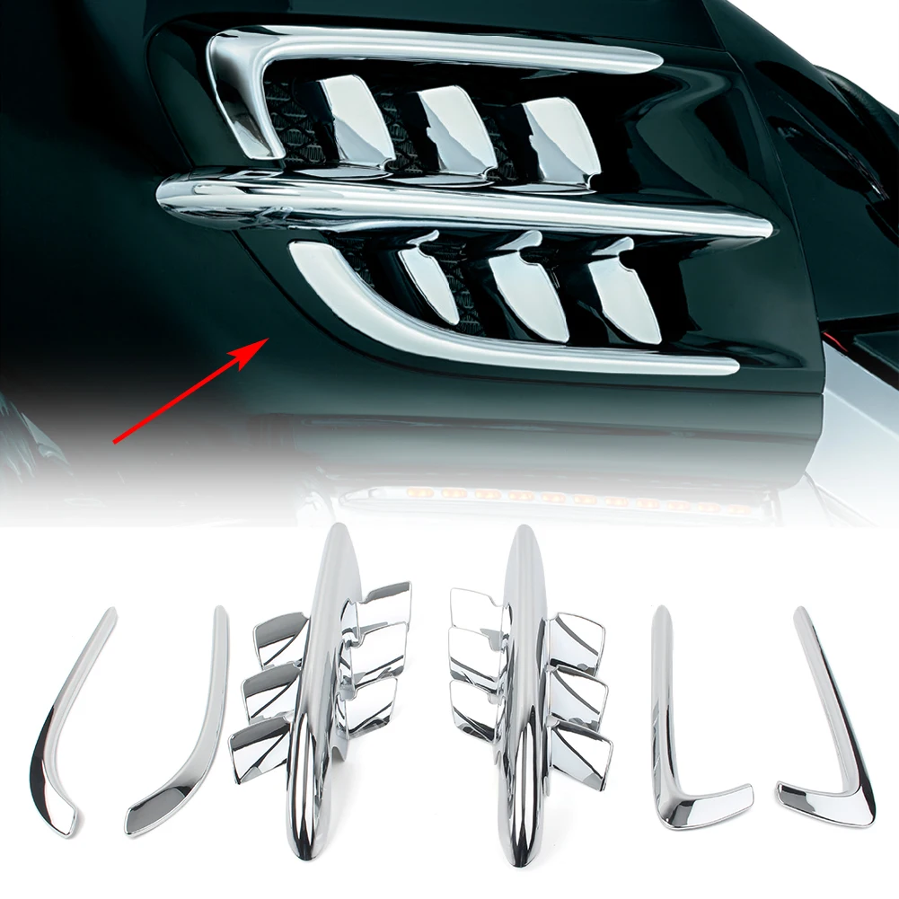 

1Pair Gold Wing GL1800 Motorbike Fairing Premier Shark Gills Set Chrome ABS For Honda Goldwing GL 1800 2001-2011