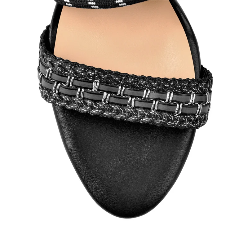 Online Onlymaker Sandal Wanita Criss Cross Bertali Panjang Berenda Hak Tinggi Stiletto Rajutan Kembali Ritsleting Sepatu Wanita Seksi US5-15