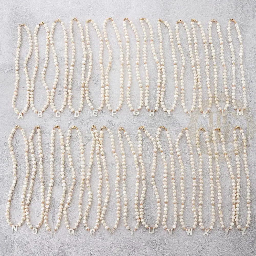 Один ювелирные изделия пресноводный жемчуг и оболочки буквы ожерелье 415 мм (AE190)| |