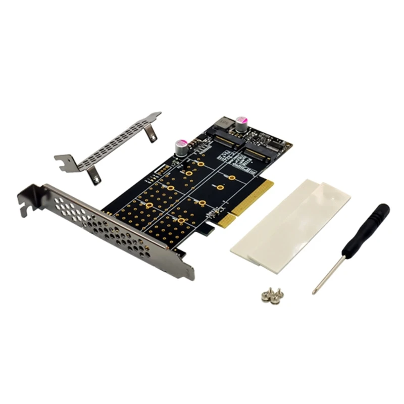 

PCIe Dual-Disk M.2 Adapter Card PCI Express X8 to M.2 NVMe SSD Converter PCI Express X8 Expansion Card for 2230-22110