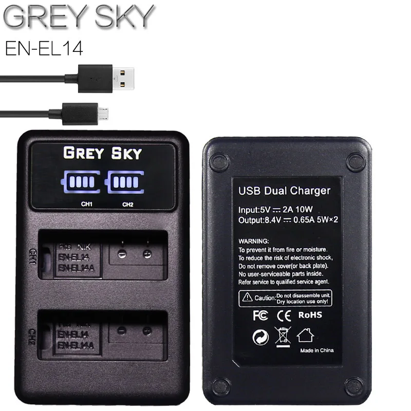 2 шт. EN-EL14 EN-EL14a ENEL14 RU EL14 EL14a Батарея+ ЖК-дисплей USB Dual Зарядное устройство для Nikon D3100 D3200 D3300 D5100 D5200 D5300 P7000