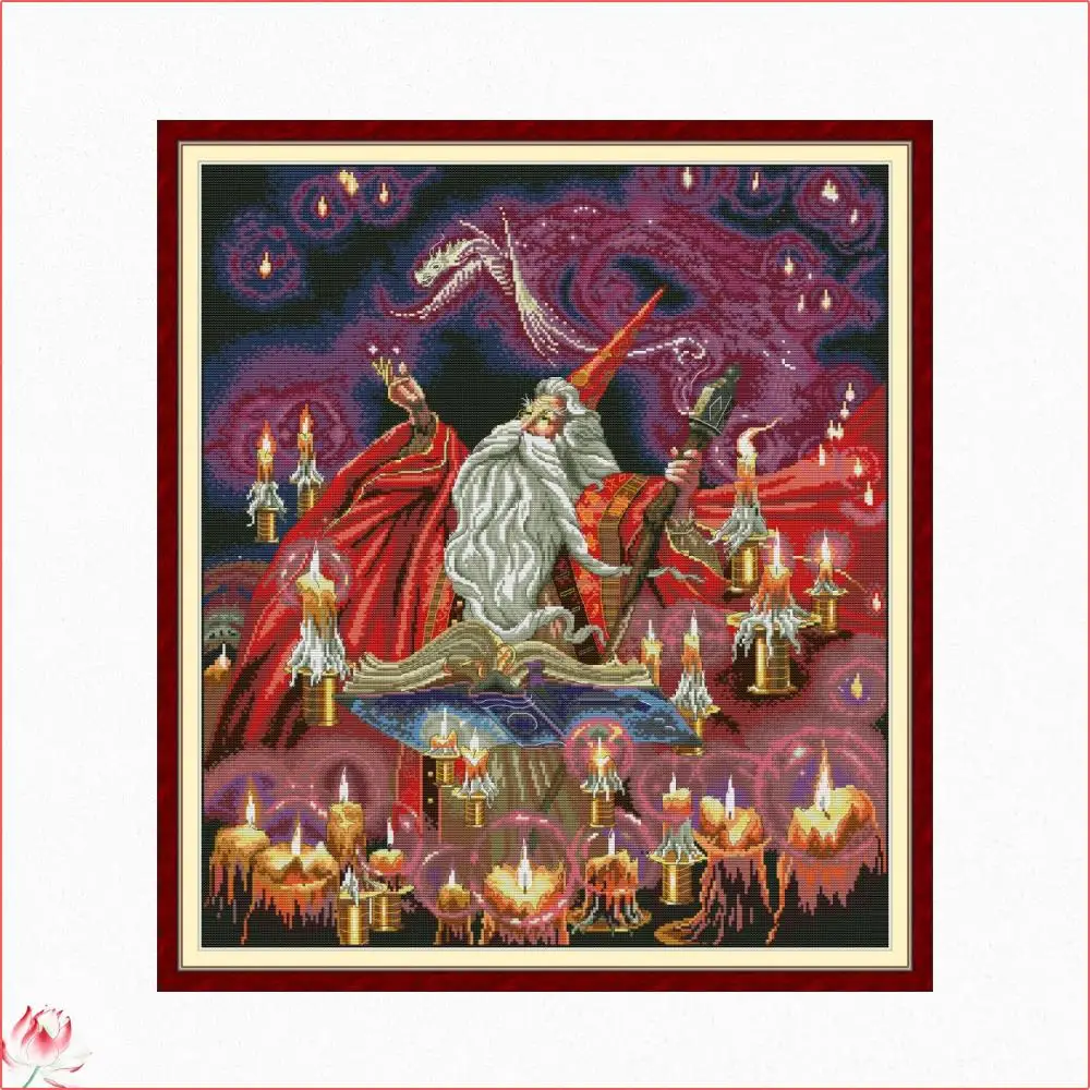 

Joy Sunday Wizard Character Cross Stitch Kits Ecological Cotton Stamped Printed 14CT DIY Easy to Use Home Decoration