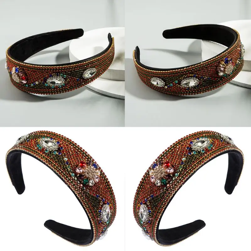 

Baroque Women Headband Rhinestone Chain Jewelry Hair Hoop Crystal Flower Bandana AXYD