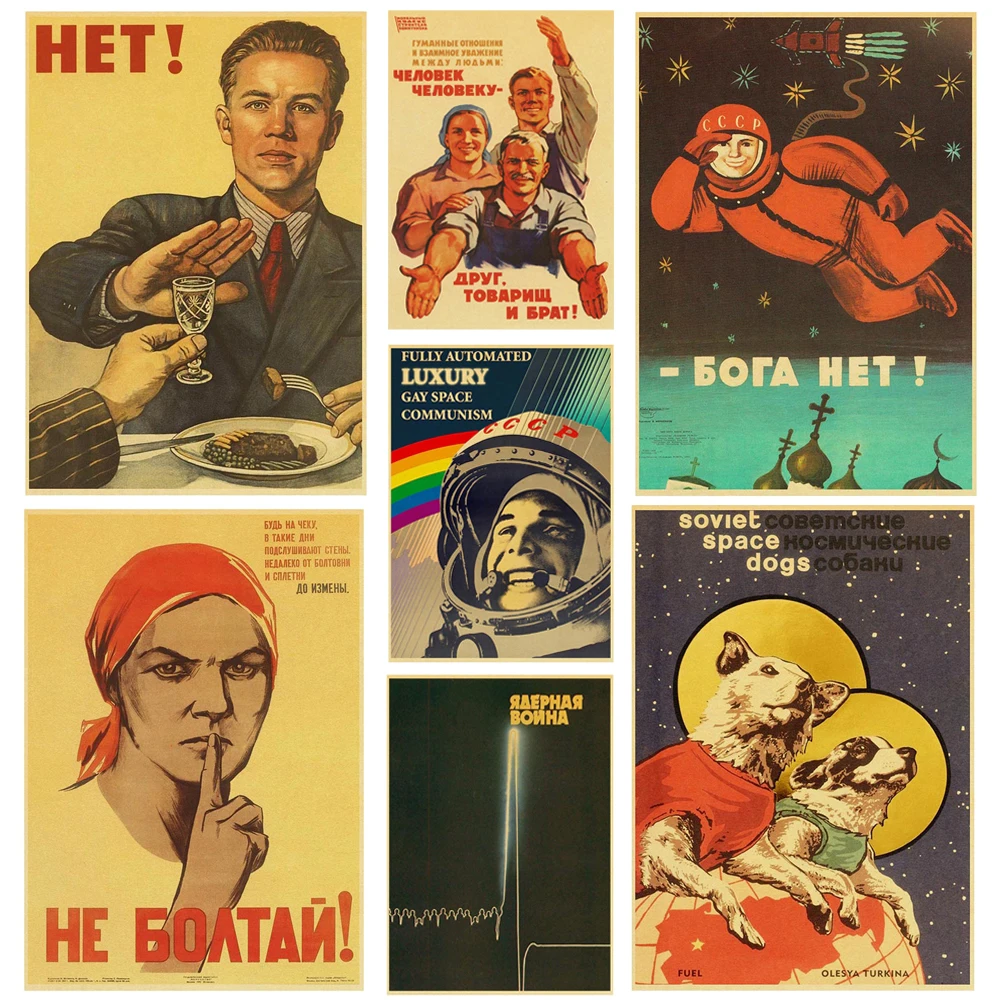 

Funny Vintage Stalin USSR CCCP Poster Good Quality Prints and Posters Wall Art Retro Posters for Home Room Wall Decor Sticker