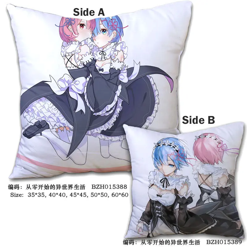 

45x45 см аниме RE ZERO Start Life in Anothe World Наволочки Dakimakura Чехол 3D печать двусторонняя Декоративная Подушка Чехол 29