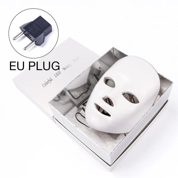 EU Plug Box 7 цветов светильник светодиодный маска для лица Омоложение кожи уход за лицом Лечение Красота анти акне терапия отбеливание светодиодный Фотон Маска для лица - Цвет: EU Plug Box
