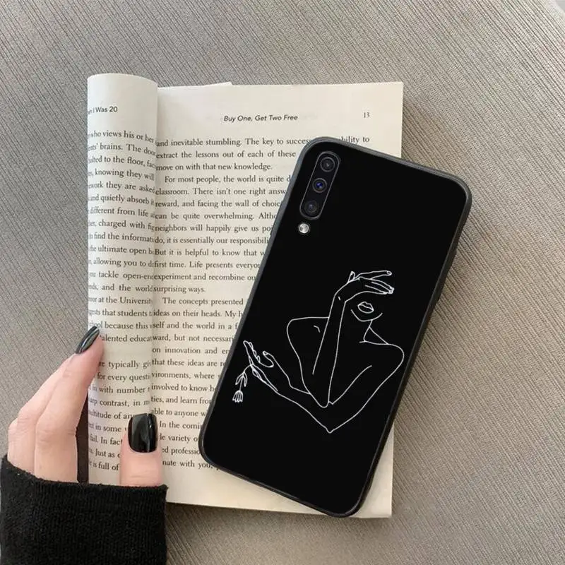 

Elegant Beauty Curved Line Phone Case For Samsung galaxy S 7 8 9 10 20 edge A 6 10 20 30 50 51 70 note 10 plus
