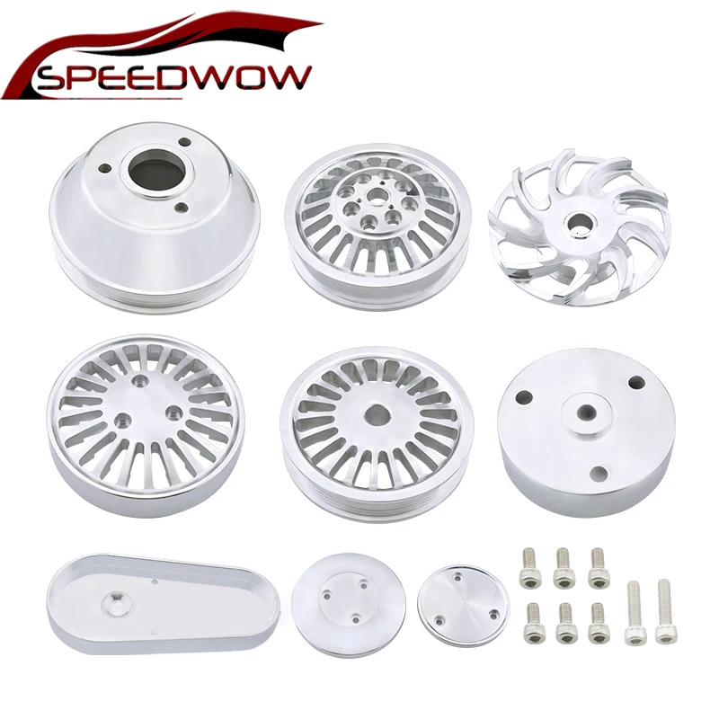 Высококачественный алюминиевый блок SPEEDWOW полный комплект шкивов для CHEVROLET SMALL Block