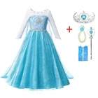 Платье принцессы Эльзы для девочек, сетчатые платья для косплея на день рождения, Хэллоуин, Рождество, одежда для карнавала, вечеринки, для детей