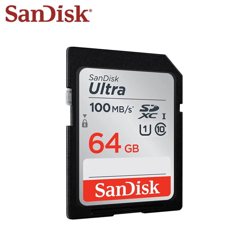 Карта памяти SanDisk 64 Гб SDXC высокоскоростная 100 м/с класс 10 скорость чтения для