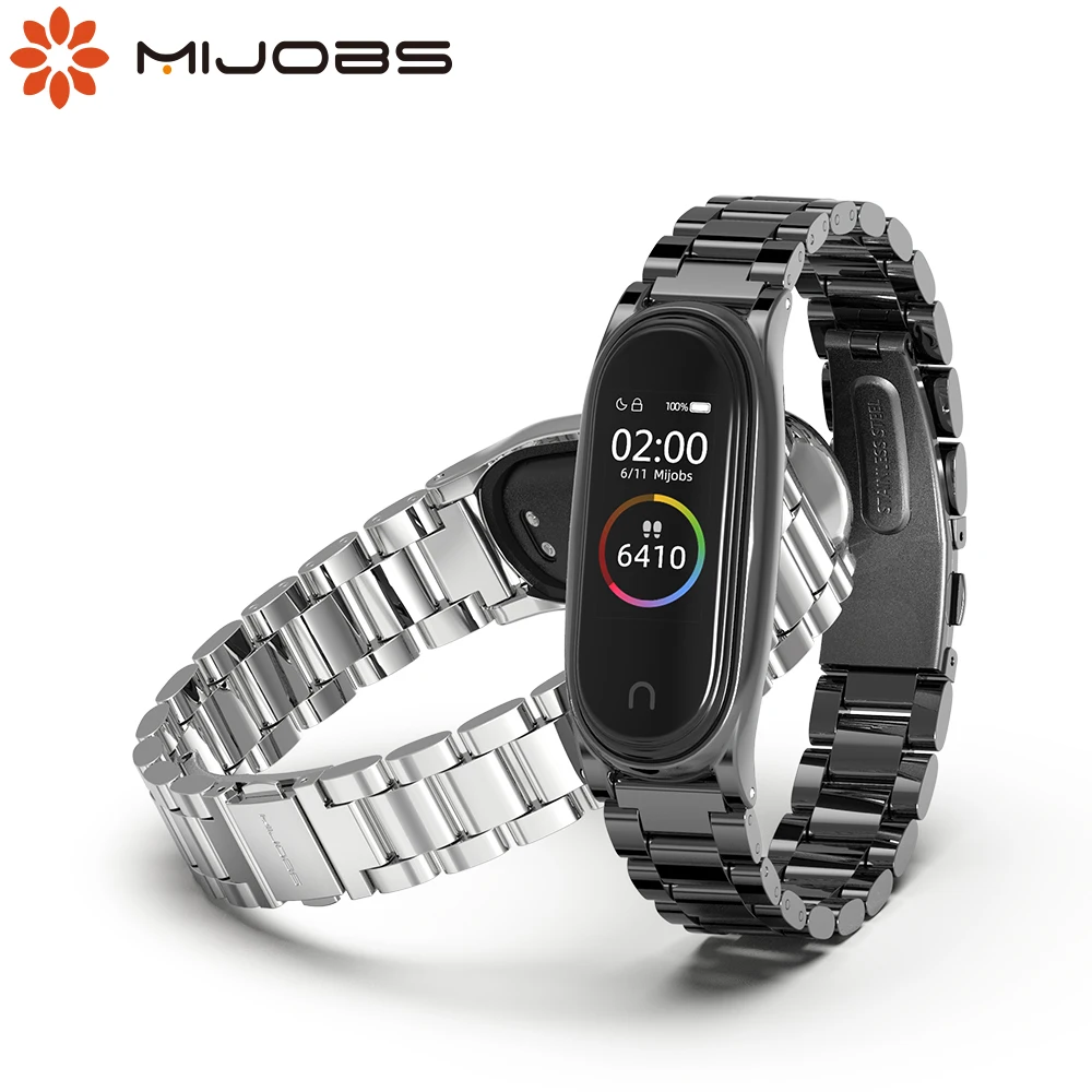 Плечевой ремень для Mi Band 6 5 металлический браслет из нержавеющей Opaska 4 ремешок Xiaomi