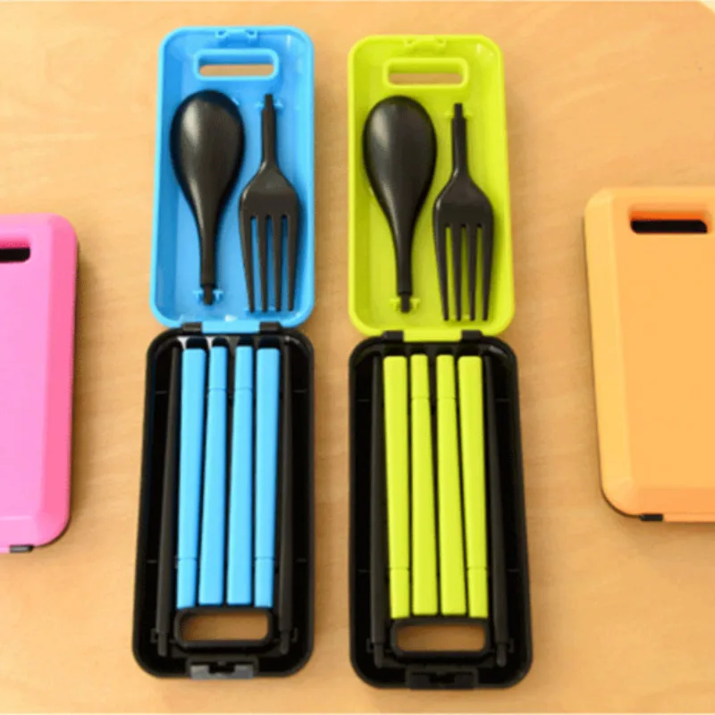 Милый портативный дорожный набор для детей и взрослых вилка столовых приборов