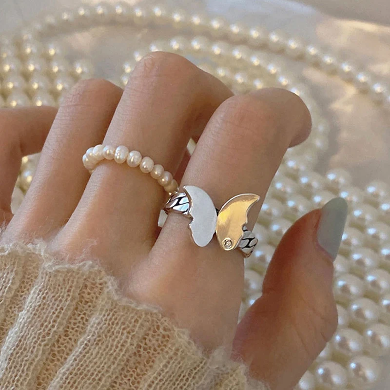 

1PC Retro Three-dimensional Butterfly Ring Silver Color Open Index Finger Ring for Women Girls Accessories Jewelry Gift Trend