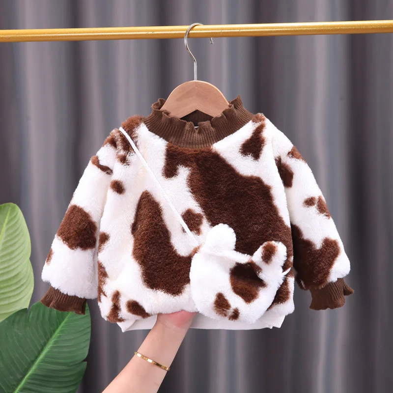 Sudadera de manga larga y gruesa para ni&ntilde;as, ropa de oto&ntilde;o e invierno-5