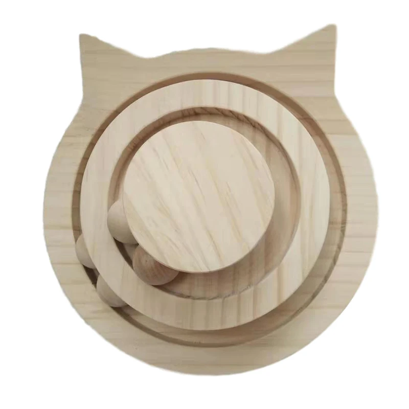2/3 layers Cat Turntable Wooden Pet Toys Interactive Game Smart Track With Balls Funny Kitten Supplies | Дом и сад