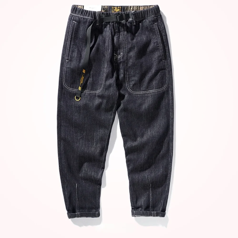 2022 Autumn Loose Tapered Straight Jeans Men New Casual Trousers