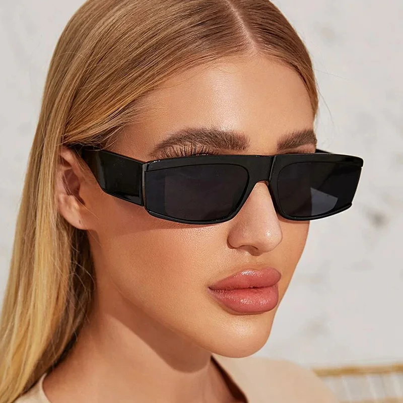 

Retro Wide Leg Square Blue Black Sunglasses For Women Luxury Brand Gradient Sun Glasses Men Hip Hop Uv400 Eyewear Female Sahdes