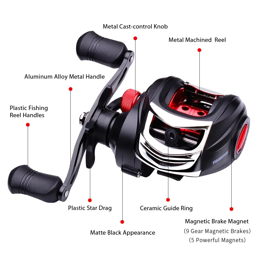 

Fishing Baitcasting Reels 7.2:1 Gear Ratio Super Smooth Baitcast Reel with Magnetic Braking System