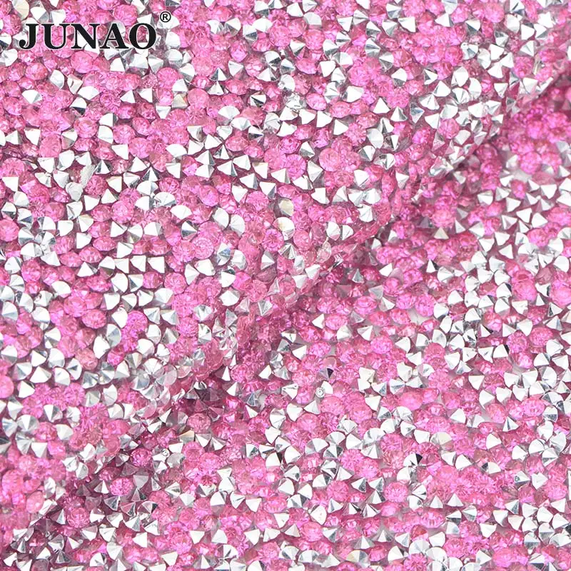 Silver Pink 24*40 см блестящий черный AB самоклеющиеся стразы, отделка из прозрачной сетки, ткань со стразами, лента из смолы, аппликация для украшения своими руками - Цвет: Silver Pink