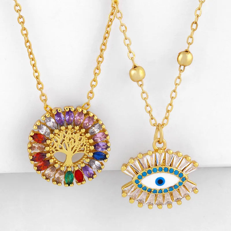

Tree Of Life Necklaces For Women Jewelry Choker Evil Eye Gold Color Chain Necklace Collier One Piece Joyas Mujer Korean Fashion