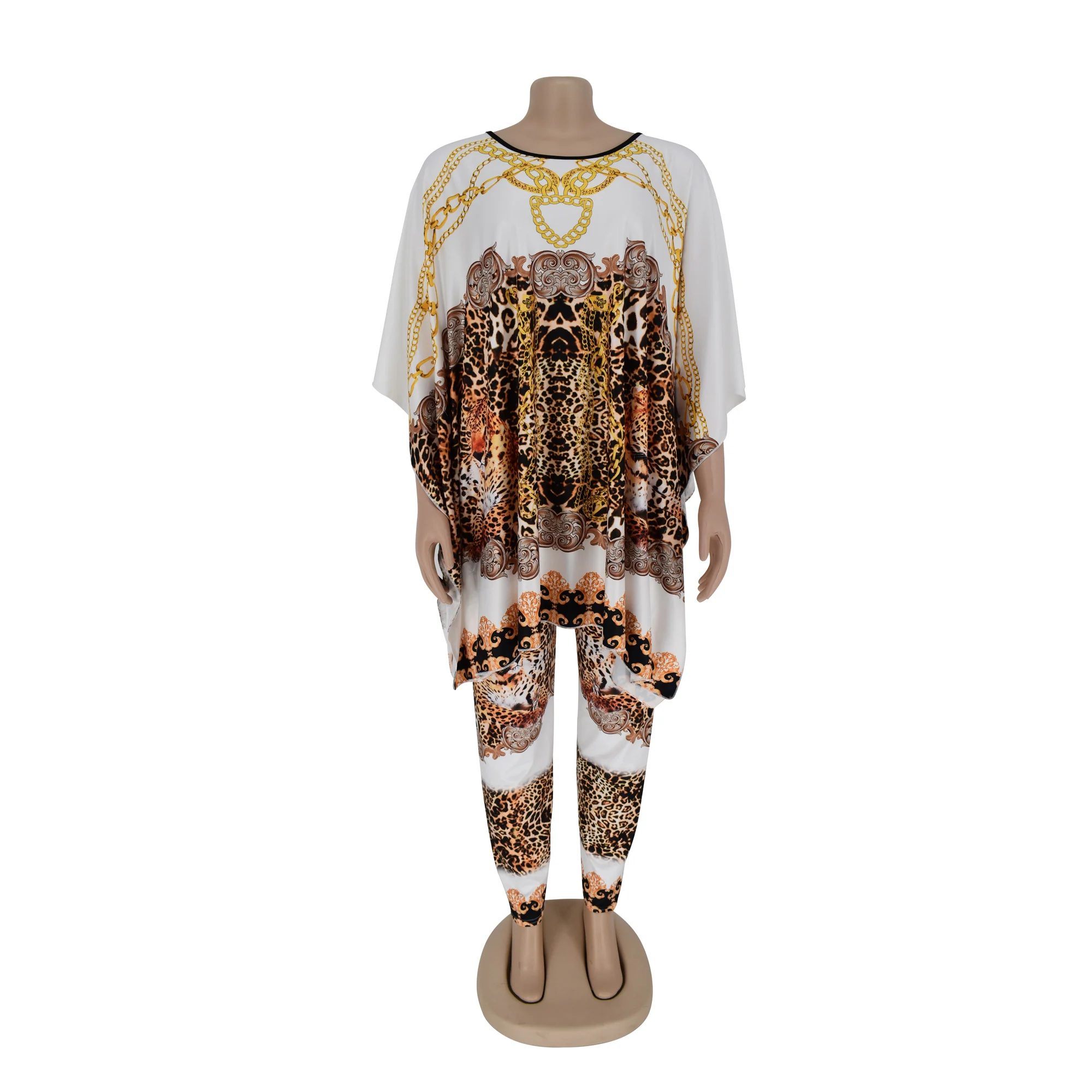 Женский свободный Леопардовый Костюм tilapia Длинный топ и эластичные штаны 2 в 1 |