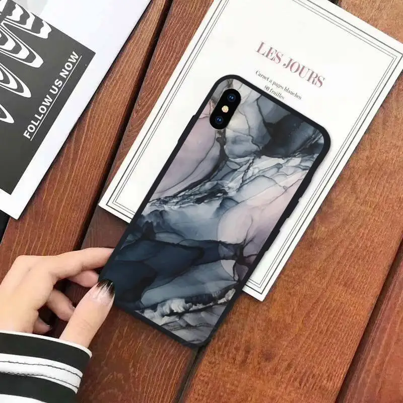 

Ink Brush Marble Pattern protective funda Phone Case for iPhone 11 12 mini pro XS MAX 8 7 6 6S Plus X 5S SE 2020 XR mobile cover