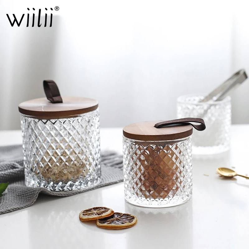 Стеклянная емкость для хранения кофейных зерен еды 600 мл чая кофе специй с