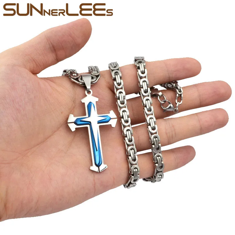 SUNNERLEES 316L Подвеска из нержавеющей стали с крестом Иисуса Христа Византийская