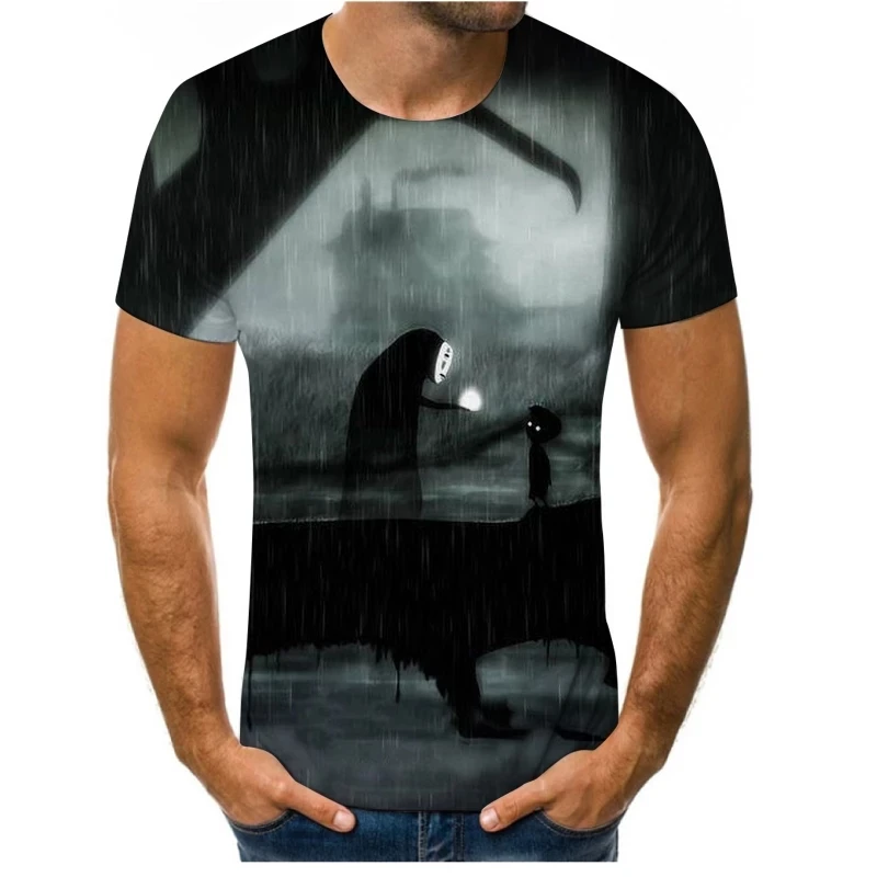 

Cartoon animation fashion summer 3D printing men's short-sleeved T-shirt hip-hop pattern street clothes loose casual round neck