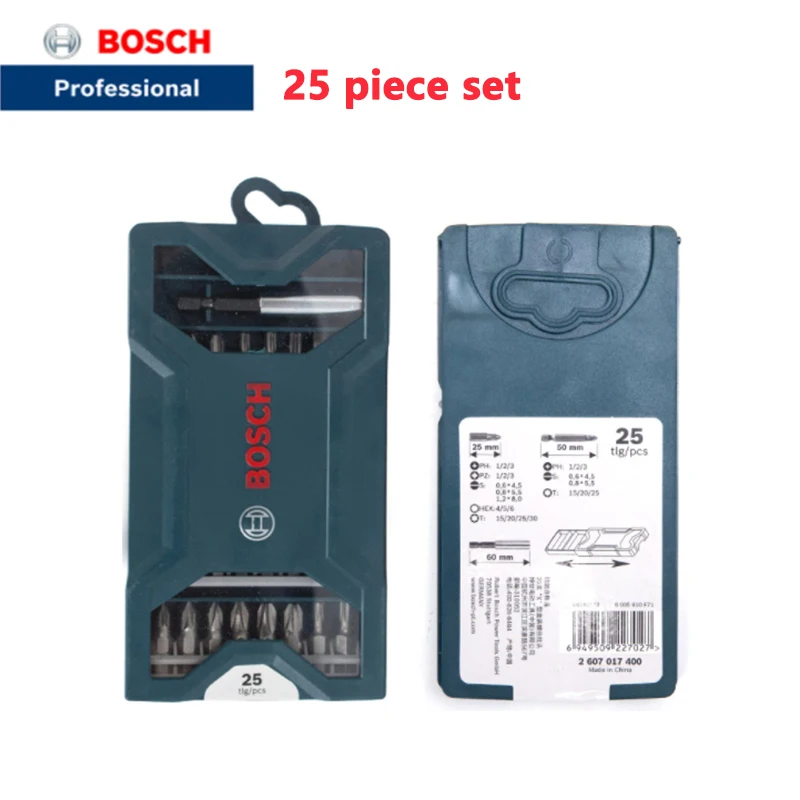 

Набор сверл Bosch для электрической отвертки, набор из 25 насадок X-типа, Профессиональные сменные насадки для электродрелей и гаечных ключей