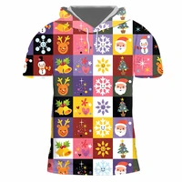 ifpd eu size funny christmas grid stitching 3d printed hooded t shirts men xmas tshirt casual cartoon party short sleeve t shirt