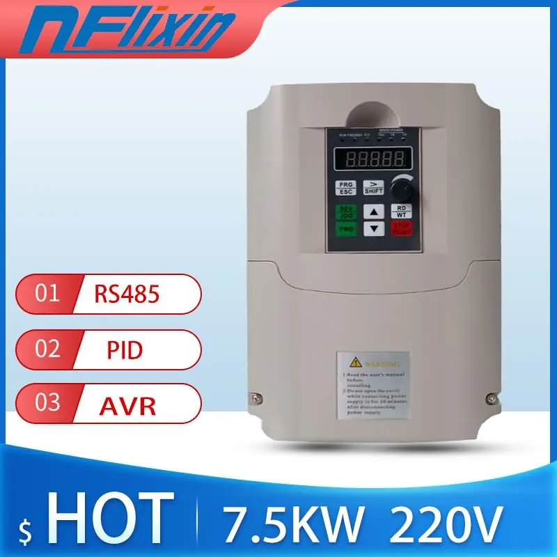 

Frequency Converter VFD WK600 0-400HZ Inverter 5.5KW/7.5KW Single phase 220v Input and three-phase Output for CNC motor