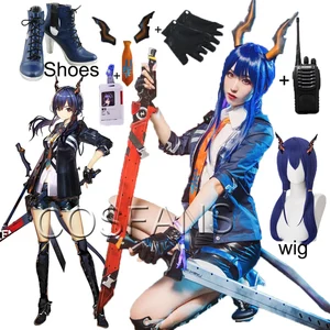 14 шт., игровой костюм Arknights, костюм Чэнь, полный комплект униформы, взрослый хвост, карнавальный костюм на Хэллоуин, женские парики и обувь