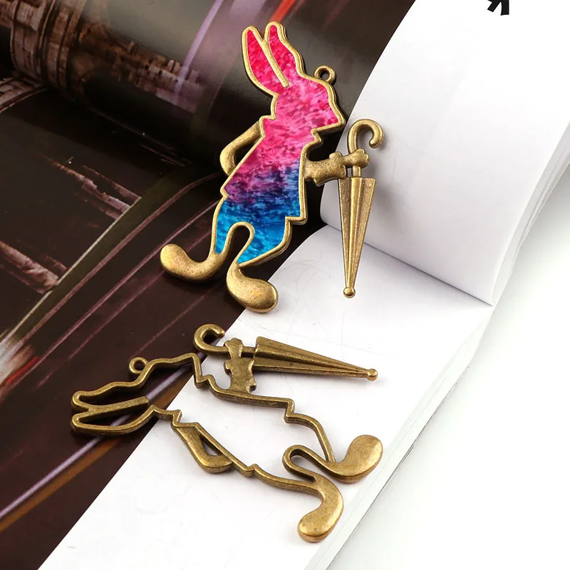 Новый Винтажный кролик и зонт античная бронза фотоаксессуары для ювелирных