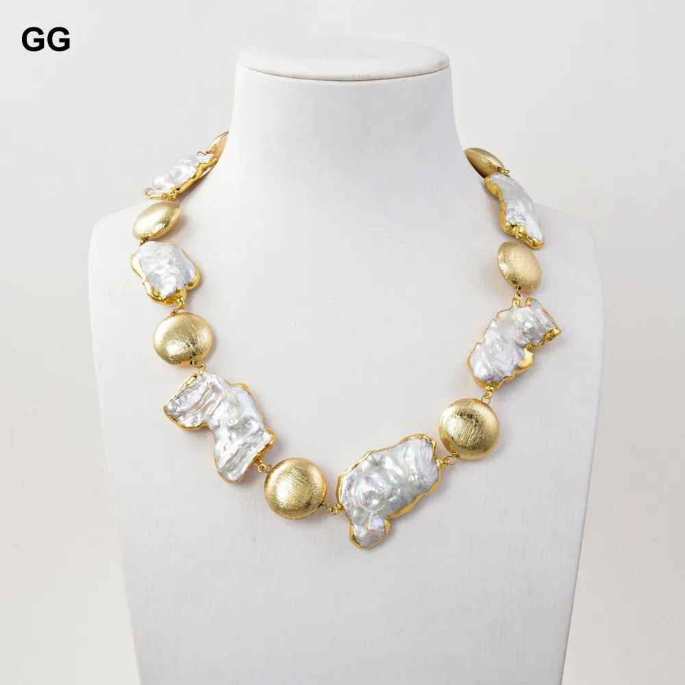 GG ювелирные изделия 19 ''пресноводный Кеши жемчуг золото Цвет позолоченное