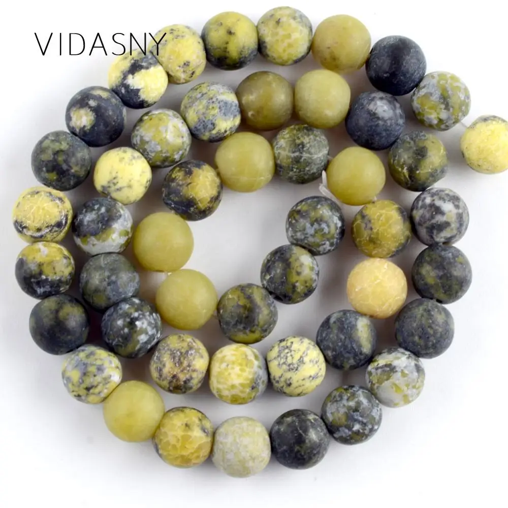 

Natural Dull Polished Yellow Turquoises Stone Beads For Jewelry Making 4 6 8 10 12mm Round Beads Diy Bracelet Necklace 15''