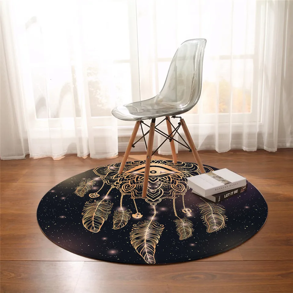 Постельные принадлежности Outlet Dreamcatcher, ковры для спальни, акварельный круглый коврик для гостиной, фиолетовый, голубой, розовый, богемный напольный коврик, игровой коврик