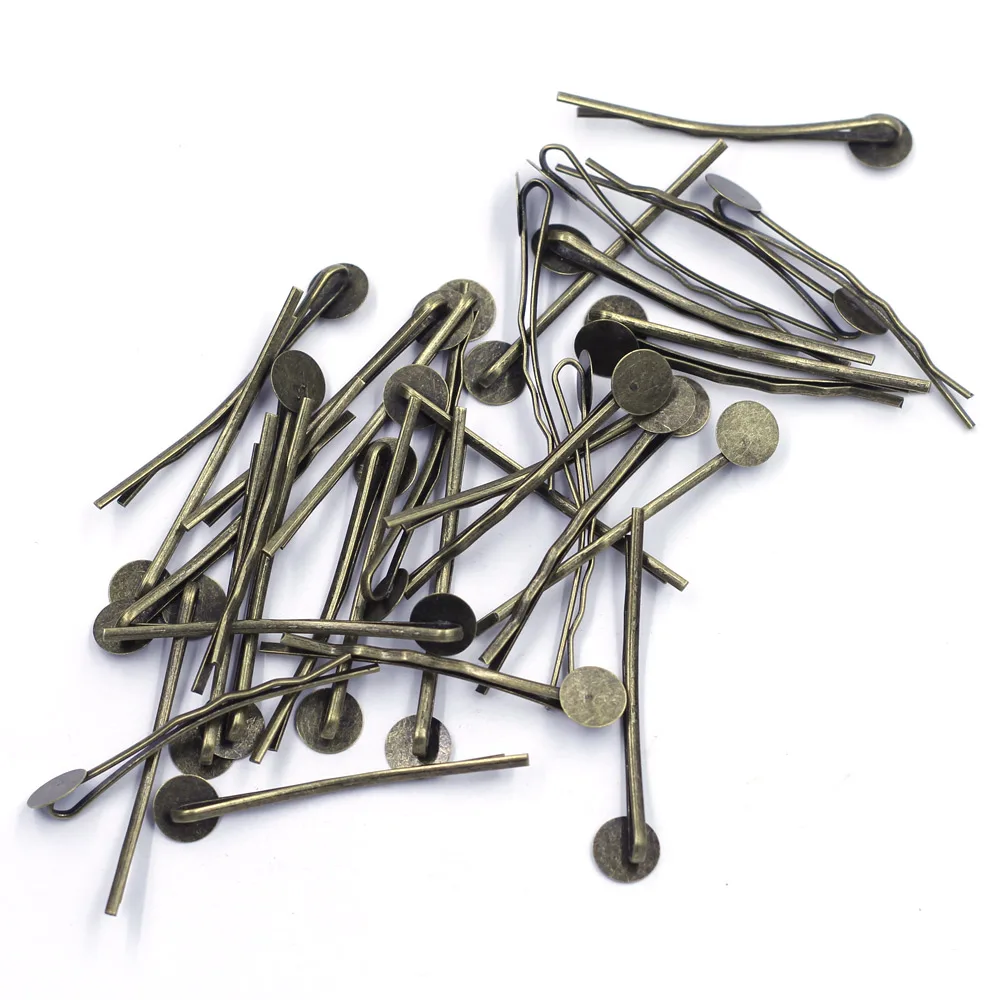 

500Pcs Hair Clips Barrettes Disc Classic Alloy Bobby Pins Bronze Tone Jewelry DIY Findings 44x8mm