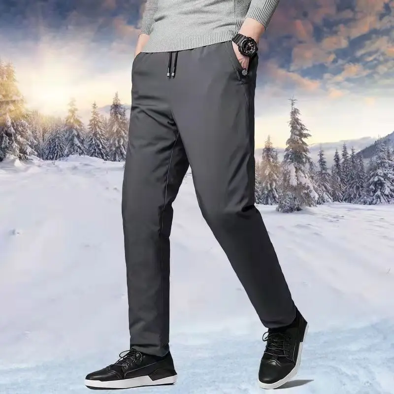 

New Winter Outdoor Down Pants Men 90% White Duck Down Thicken Waterproof Trousers Solid Parsimony Versatile Windproof Warm Pants