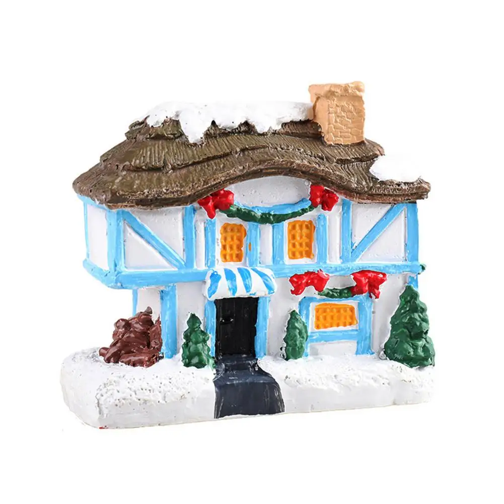 

Winter Snow Christmas Village Building Santa House With LED Light Resin Scene Luminous Houses Built-in Battery Kids Building Gi