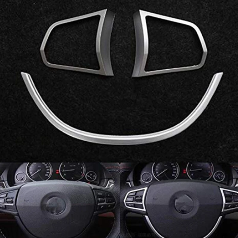 

3 Pcs Left and Right Steering Wheel Button Cover Trim & 2 Pcs Carbon Fiber Front Side Light Eyebrow